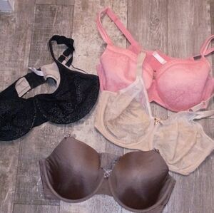 Cacique Bras Elegant Women's Lace Bra Set - Black, Pink, Cream, Brown